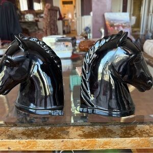 Vintage Black Horse Head Bookends. Ralph Lauren inspo
